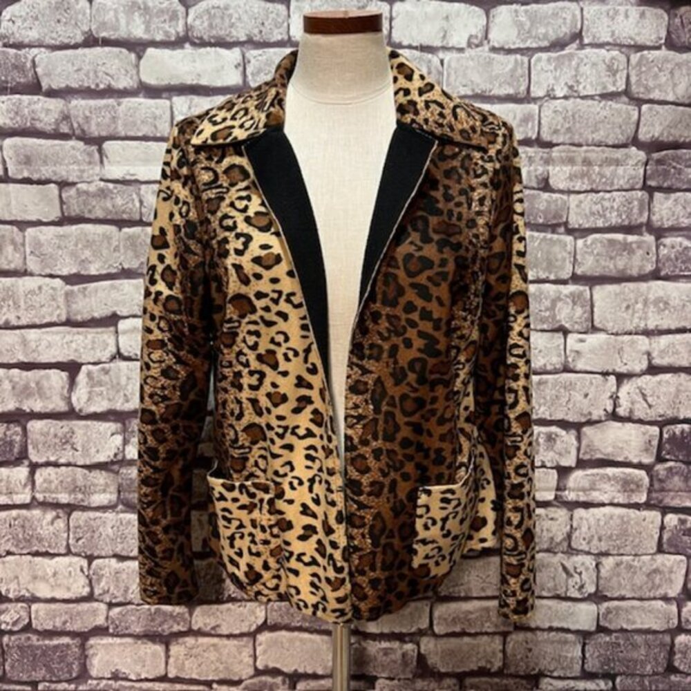 Tan Jay Black, Brown & Beige Animal Print Jacket Size 10